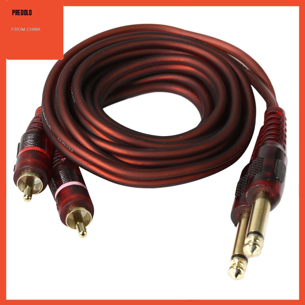 In Stock Audio Cable Dual 1/4&quot; Jack 6.35mm to Dual RCA Phono Male for Mixer Amplifier