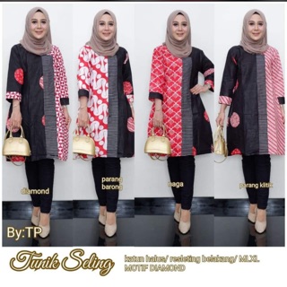  TUNIK  SELING MIX KOMBINASI MERAH HITAM GARUTAN  BATIK  CAP 