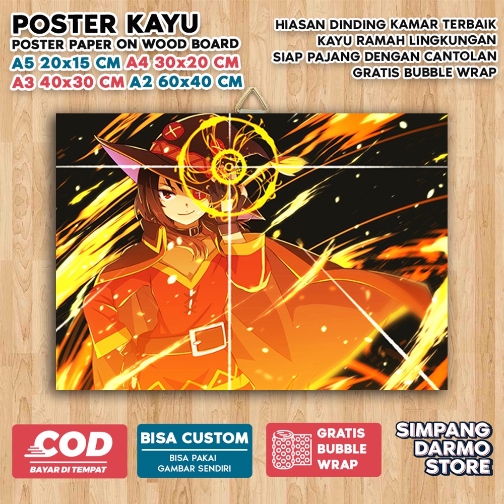 Jual Poster Kayu Konosuba Cute Aestehic Tema Anime Isekai Wibu Waifu
