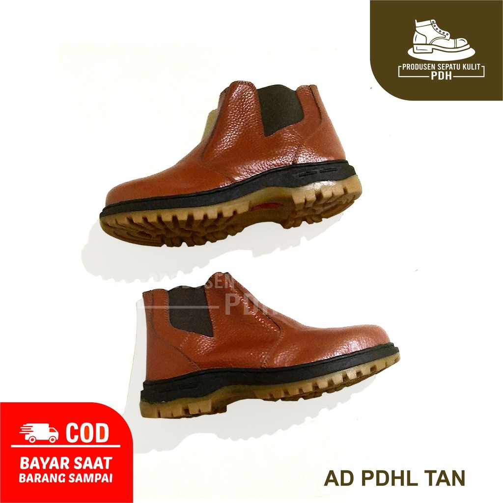 TERPOPULER SEPATU SAFETY BOOT SLOP ELASTIS BAHAN KULIT SAPI ASLI AD PDHL ELASTIS CKL