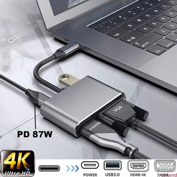 Converter 4 IN 1 Type-C To HDMI VGA USB 3.0 PD Audio Video Adapter