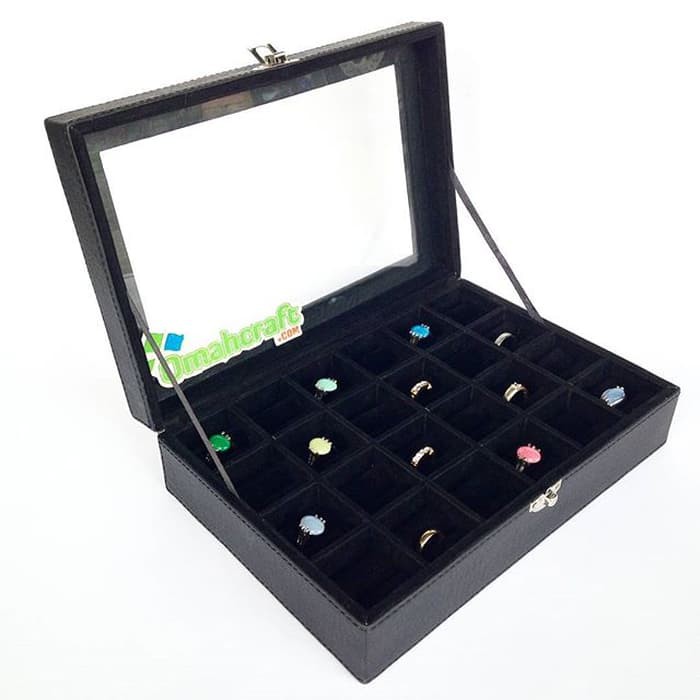 Kotak Cincin Akik isi 24 Hitam Full / Tempat Cinin Akik / Box Cincin