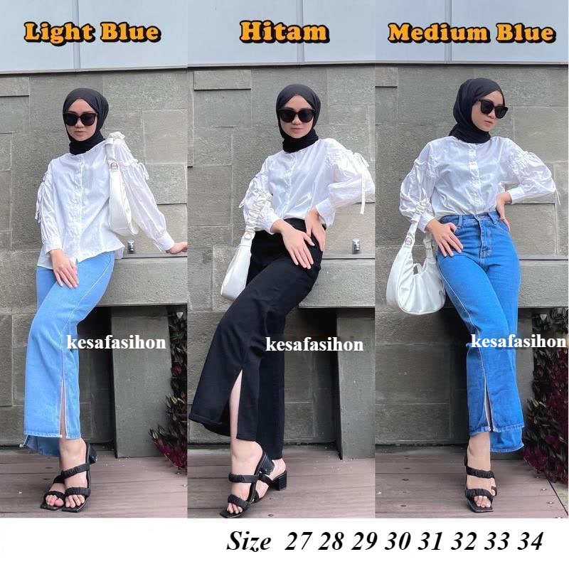 Kulot Jeans Eonni Hijab Friendly / Kulot jeans belah / kulot jeans wanita