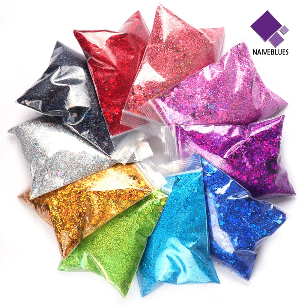 Naiveblue 50g / Kantong Sequin Bentuk Segi Enam Ringan Handmade DIY Bebas Bau