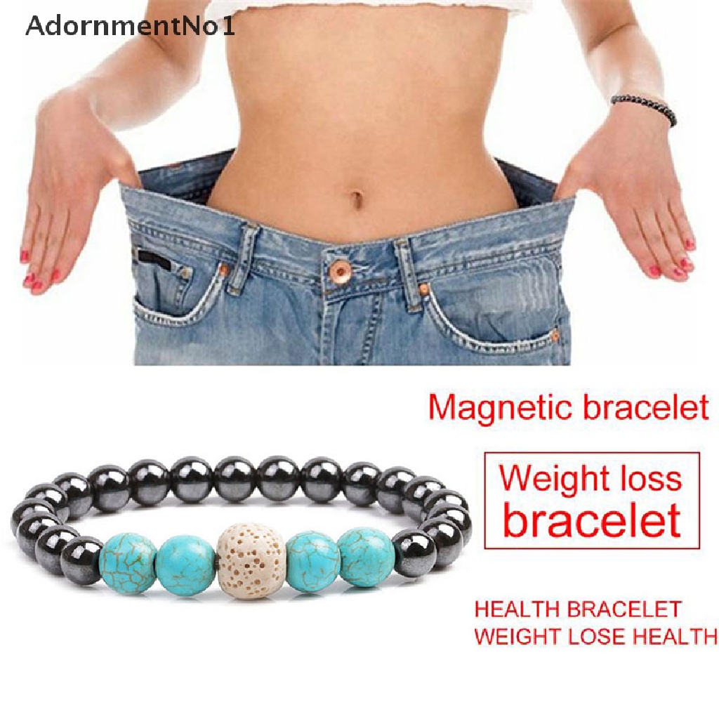 (AdornmentNo1) Gelang Tangan Batu Lava Magnet Untuk Terapi Kesehatan / Menurunkan Berat Badan