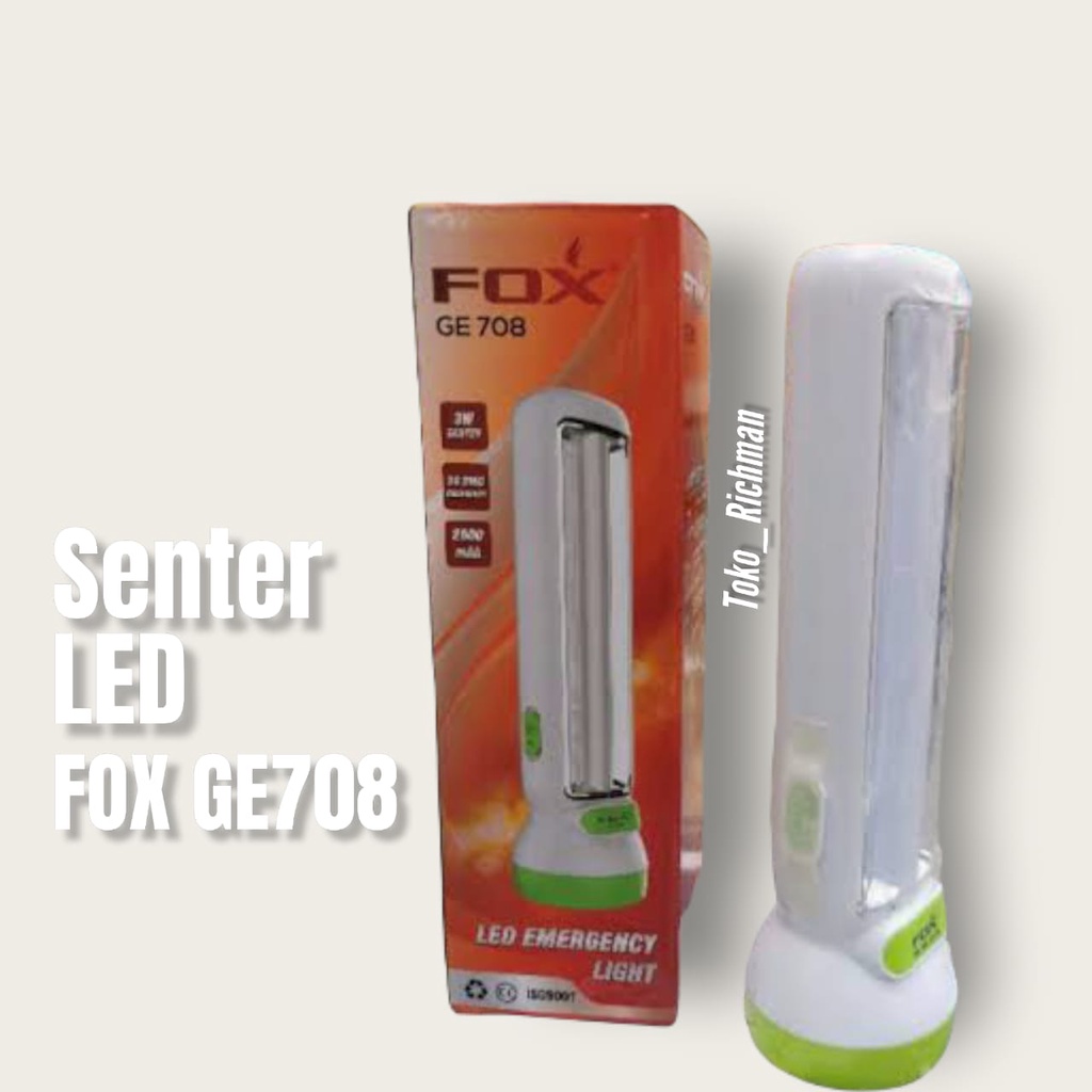 Senter FOX GE705 G708 GE709 LED Lampu Darurat Isi Ulang