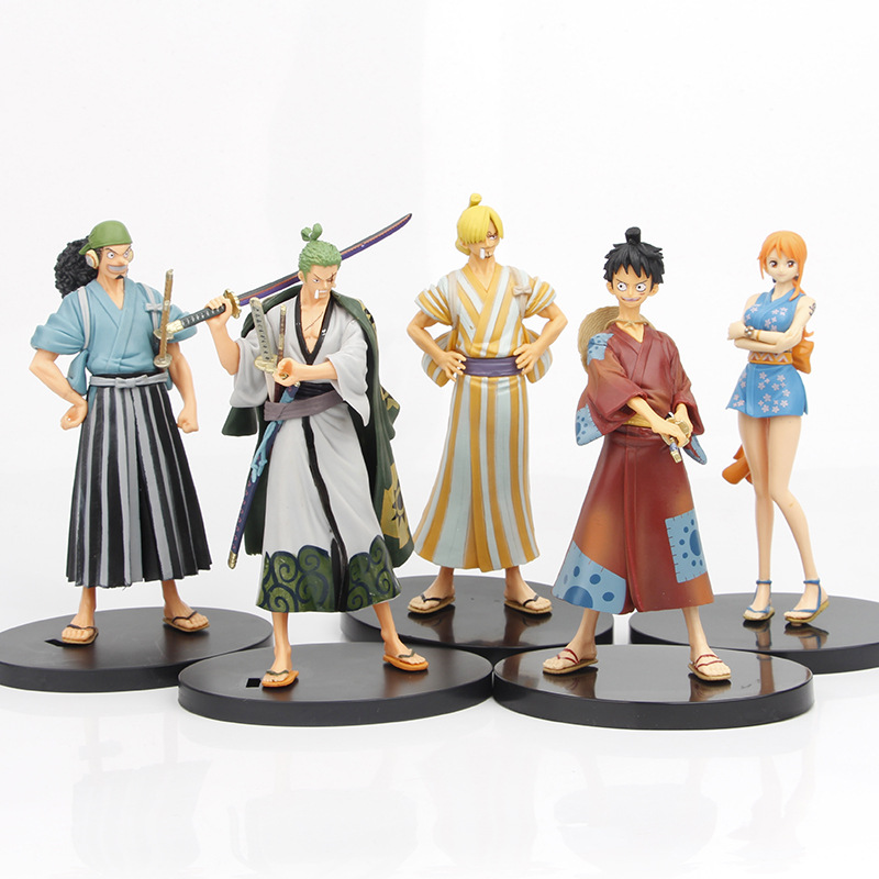 Action Figure Model Anime One Piece Wano Country Luffy Sanji Zoro Usopp Nami Ukuran 16cm Untuk Dekorasi