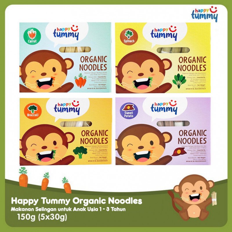 Happy Tummy Organic Noodles Mie Organik Bayi / Anak 150 gr - Tersedia Pilihan Rasa