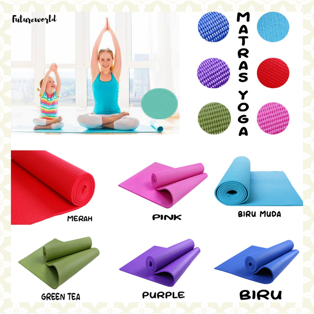 Matras Yoga Premium Pvc Tebal 5Mm Import Alas Yoga Olahraga Free Tas matras