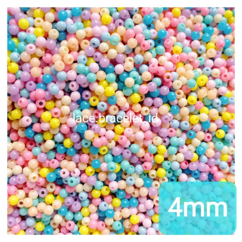 

mute manik PASTEL B 4mm kerajinan tangan gelang kalung gantungan kunci strap diy dekorasi