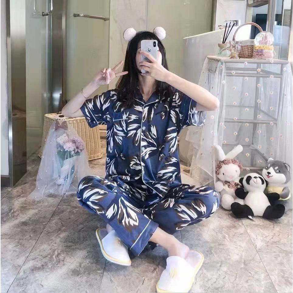 BAJU TIDUR PIYAMA SET KEMEJA CP LENGAN PENDEK CELANA PANJANG IMPORT PREMIUM BANYAK MOTIF 4