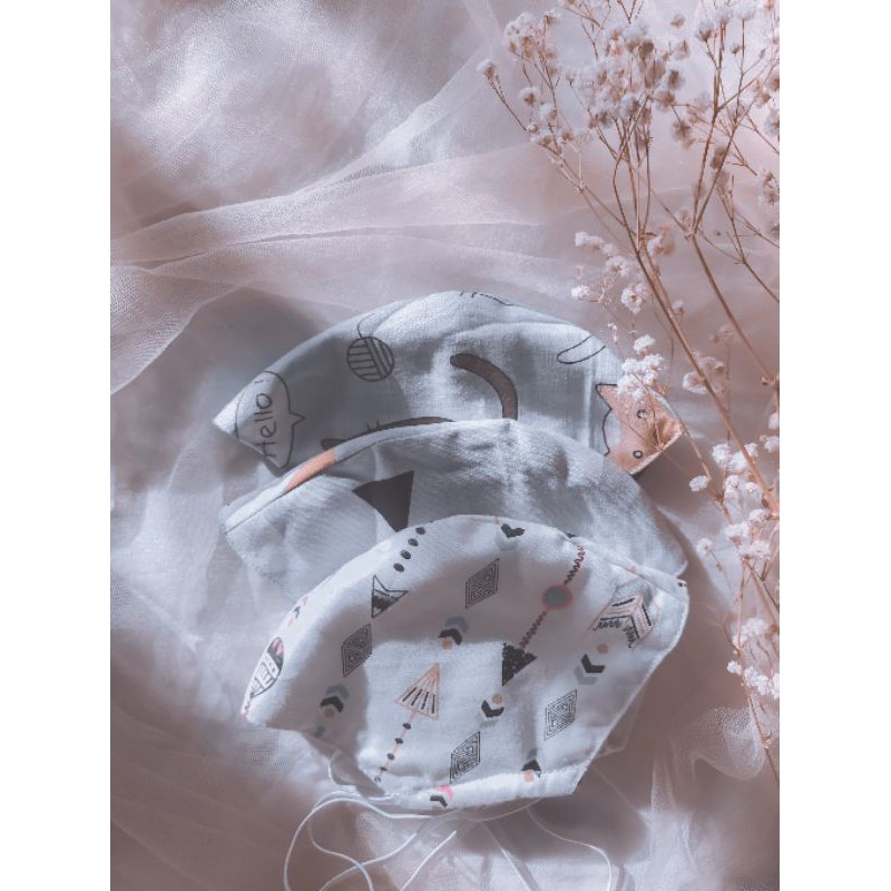 [Ver1] Masker Duckbill Kain Katun 2ply Anak Balita Dewasa Non Medis Hijab Earloop Kartun Tisu Filter