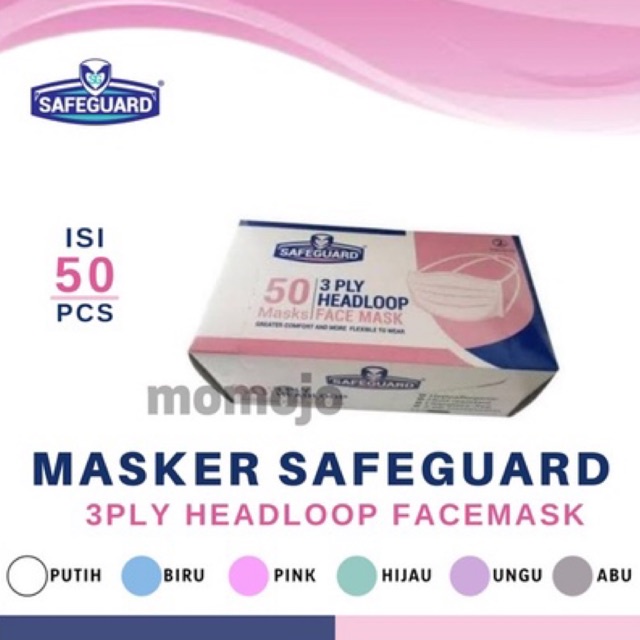 MASKER SAFEGUARD HEADLOOP FACE MASK ISI 50 PCS