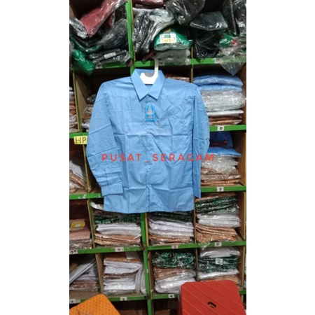 hem / kemeja biru lengan panjang merek lumayan seragam sekolah/ seragam kerja