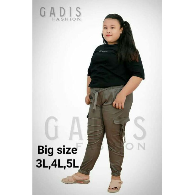 celana wanita jumbo joger cargo/celana joger big size