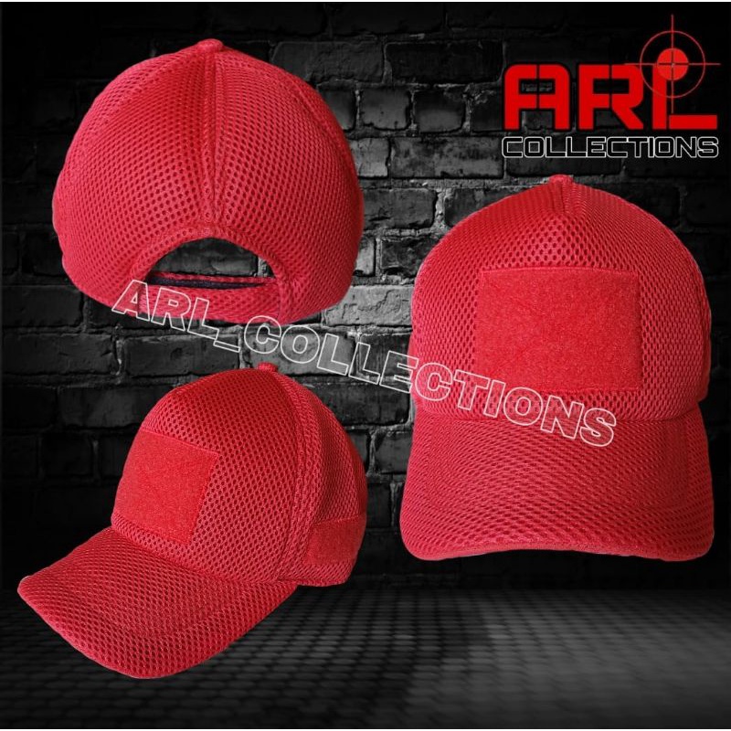 topi jaring velcro tactical / topi jala army double mes warna hitam/orange/merah/hijau army/cream