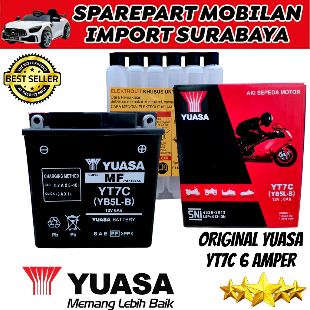 ORIGINAL YUASA YT7C ACCU MOTOR HONDA GRAND LEGENDA SUPRA MIO SPORTY SMASH SHOGUN MEGAPRO JUPITER BURHAN MOTOBATT MTX5AL GS ASTRA GT6A GM5Z YB5LB