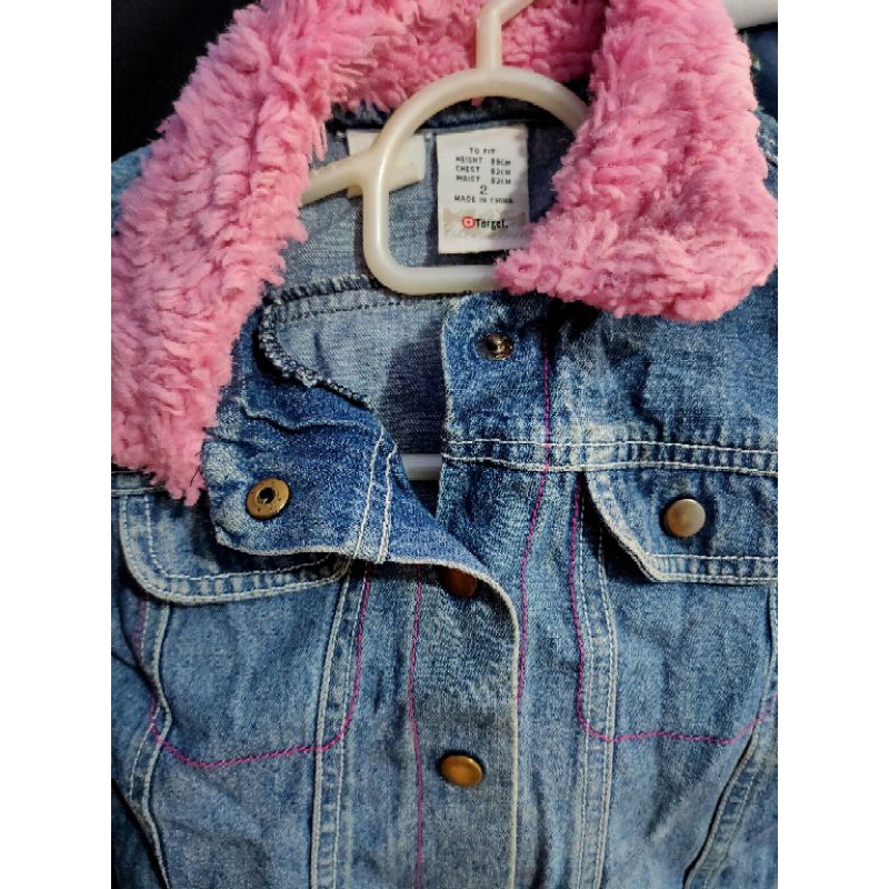 Jaket Denim Jeans Anak Kerah Bludru 1-3 tahun