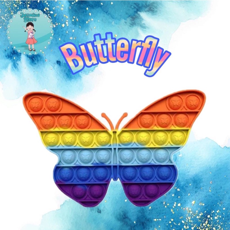 Ready Pop It Rainbow Murah/Fidget Pop It Rainbow Free Kelereng/Free Bonus-Butterfly