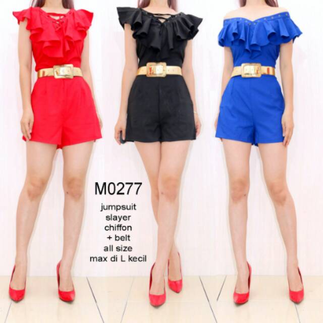 Ykdress Jumpsuit sabrina pendek + belt