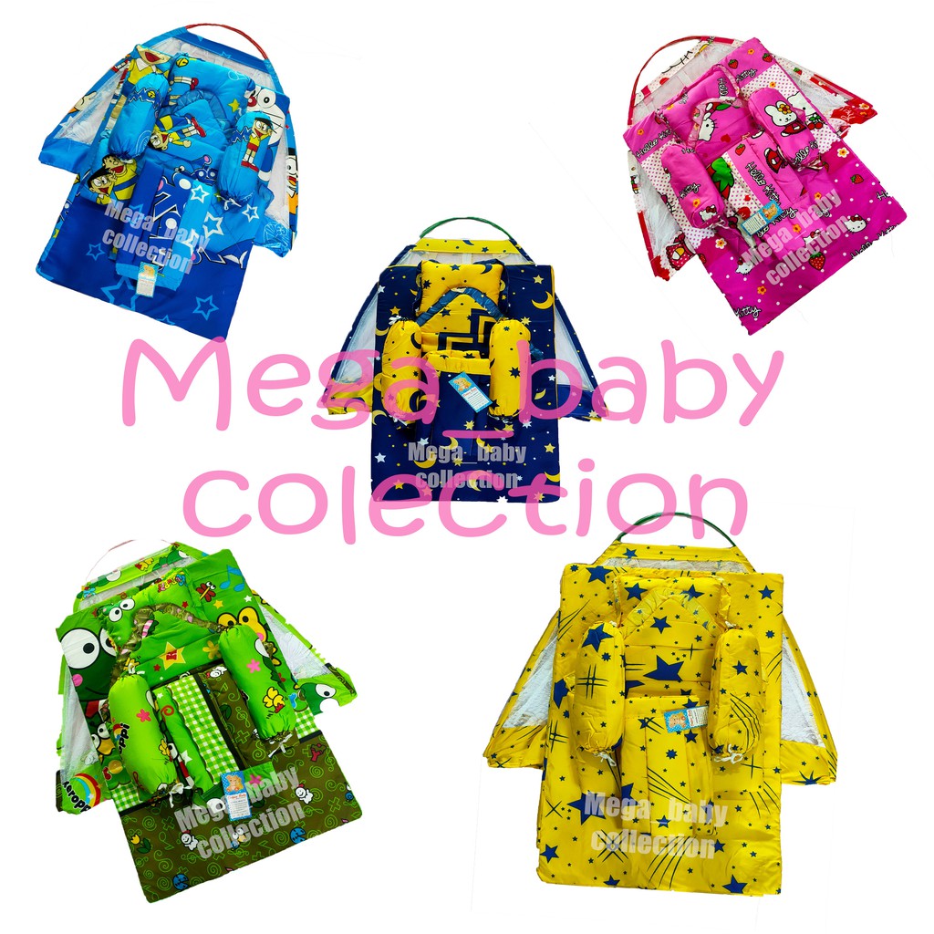 Kasur Bayi set 6 in 1 KARAKTER **tenda/kelambu pisah**