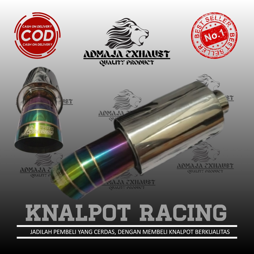 KNALPOT MOBIL RACING STAINLESS (JS RACING PELANGI) SUARA BASS BULAT, KERING, GAHAR, CEMPRENG