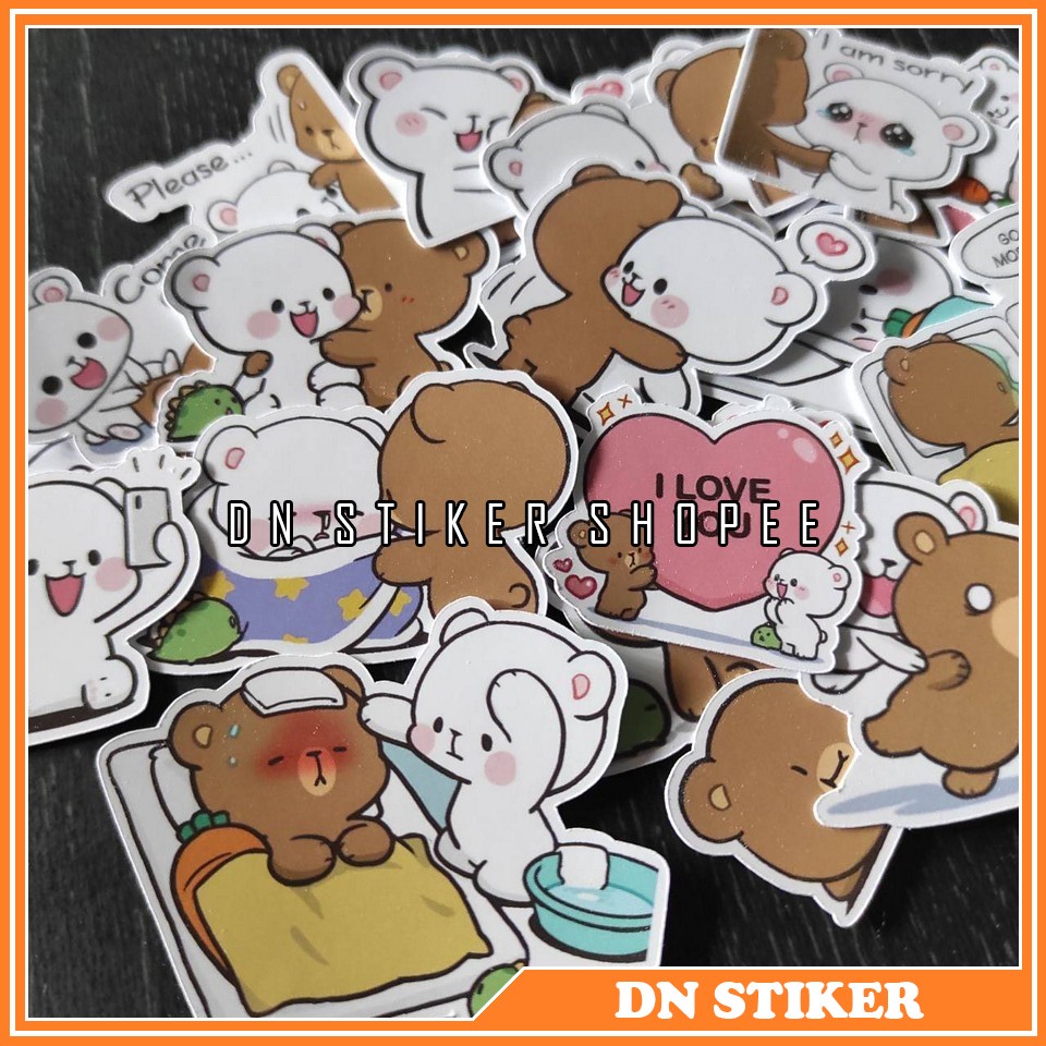 

stiker line milk dan mocha stiker kertas karakter Milk&mocha 24pcs stiker aksesoris karakter line