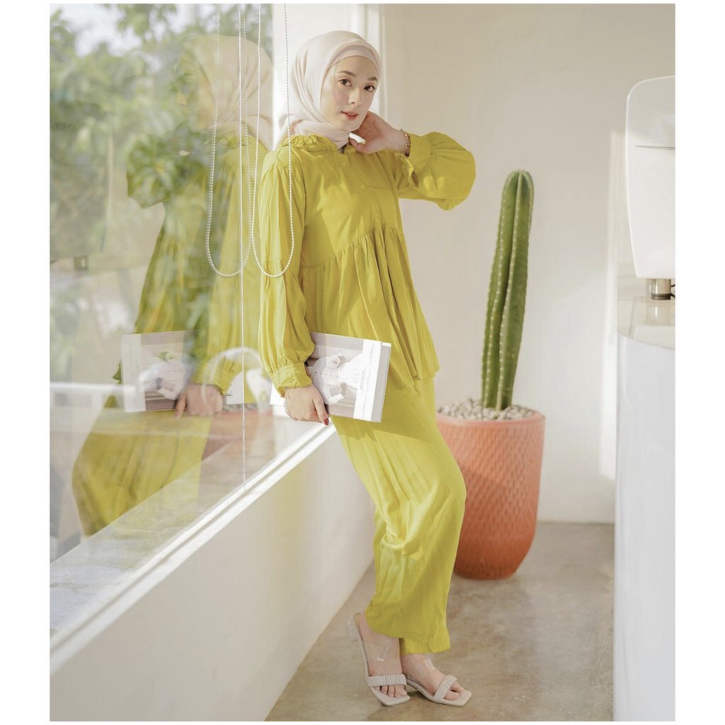 POPY ONESET KATUN RAYON POLOS / ONESET JUMBO / SET PIYAMA PANJANG / SETELAN BAJU SANTAI / ONE SET KA