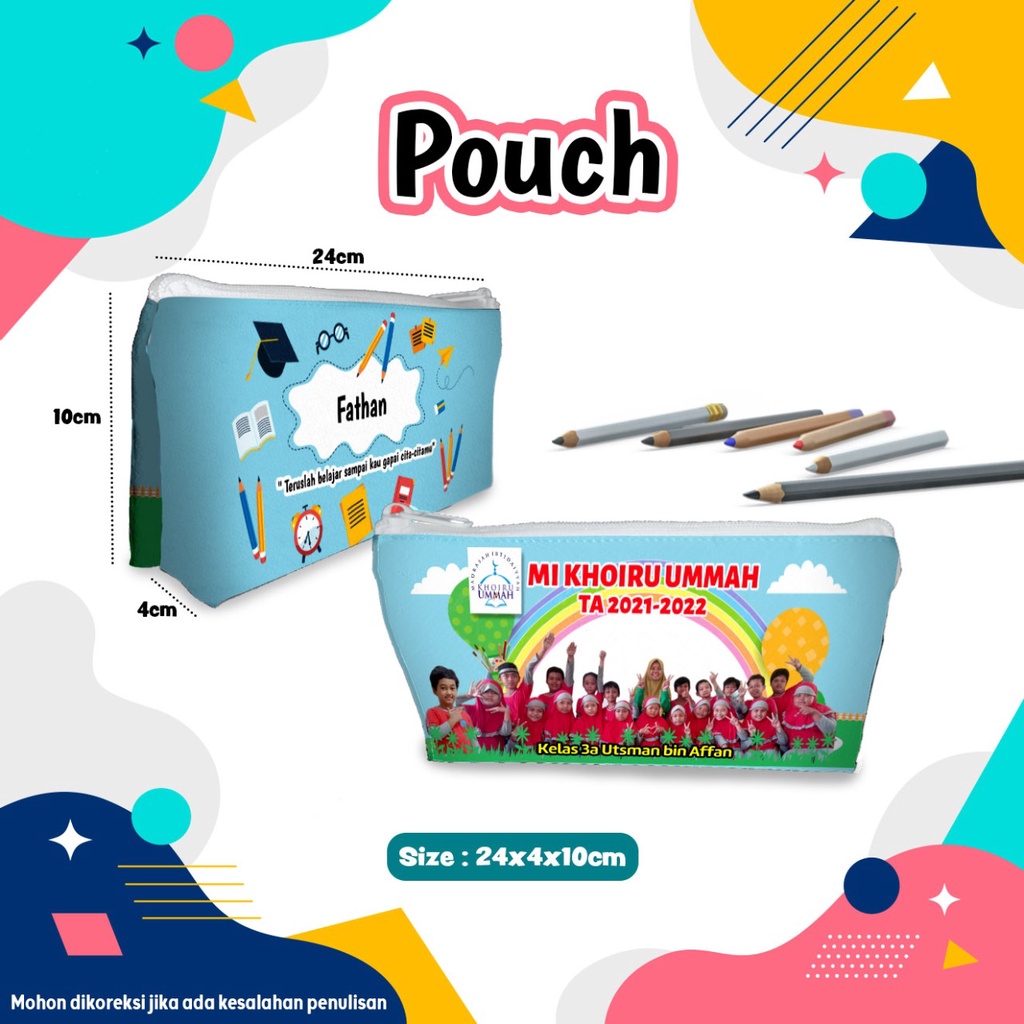 

Tempat Pensil CUSTOM pouch ukuran 24x4x10cm (Dengan Alas).