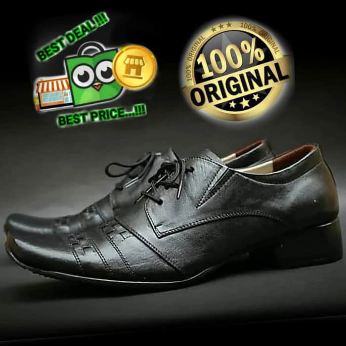 Promo sepatu pantofel kulit formal kantor dinas pdh gats karet pria A13 - Hitam, 41 Terlaris