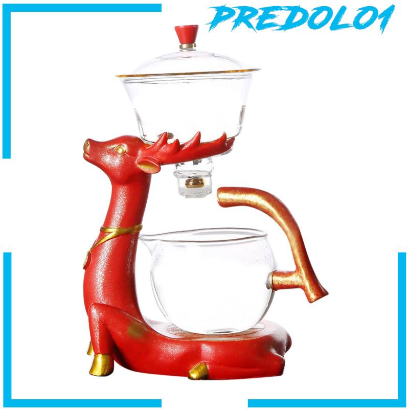 [PREDOLO1] Glass Automatic Lazy Tea Set Magnetic Rotating Bowl Teapot for Home