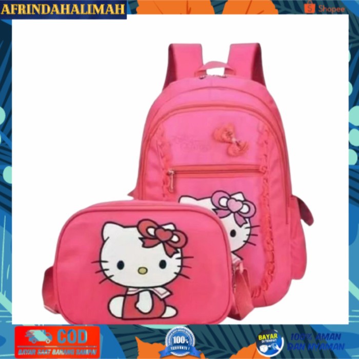 

[TERBARU] Best Produk Backpack Set Anak Wanita Hellokity Renda Tas Sekolah Lucu - Pink Fanta, 35x30