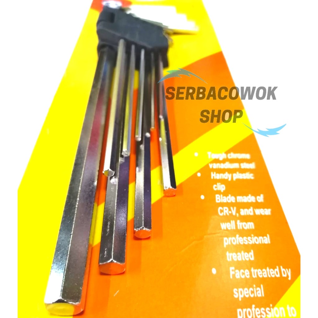 Kunci L Panjang Hexagonal Set 9 pcs Hex Key Extra Long Termurah Berkualitas