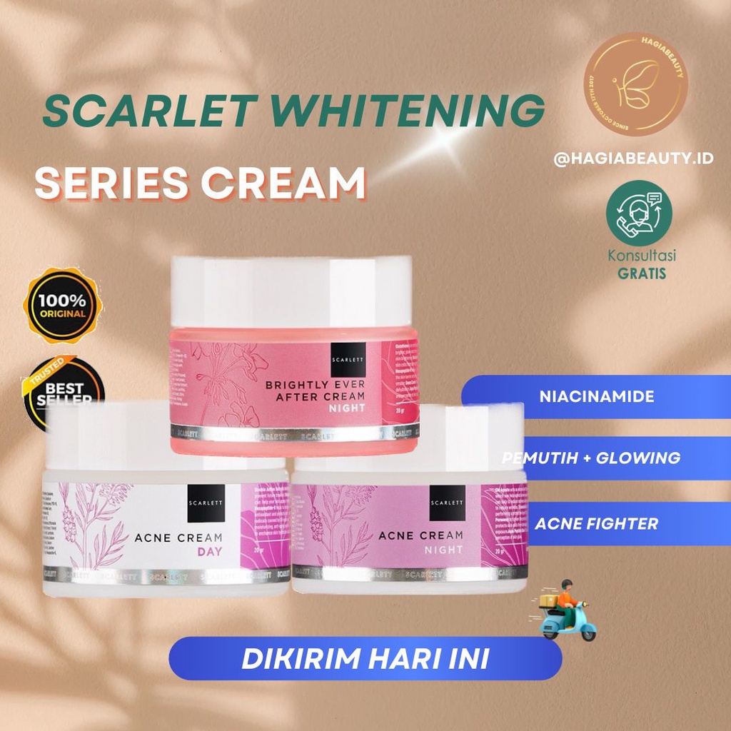 BISA COD - SCARLETT CREAM ACNE,  WHITENING, BRIGHTENING DAY /  NIGHT