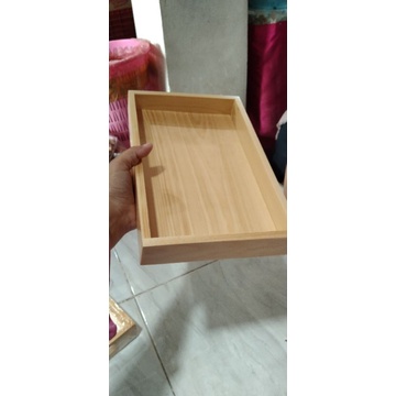 Baki Kayu / Nampan Kayu Pinus 32x22cm Tanpa Lubang