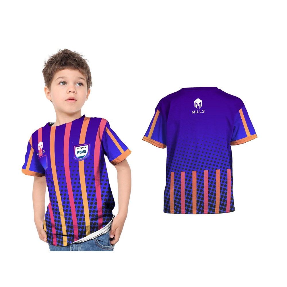 Baju Kaos Jersey Referee Wasit Bola Football Anak Full Print