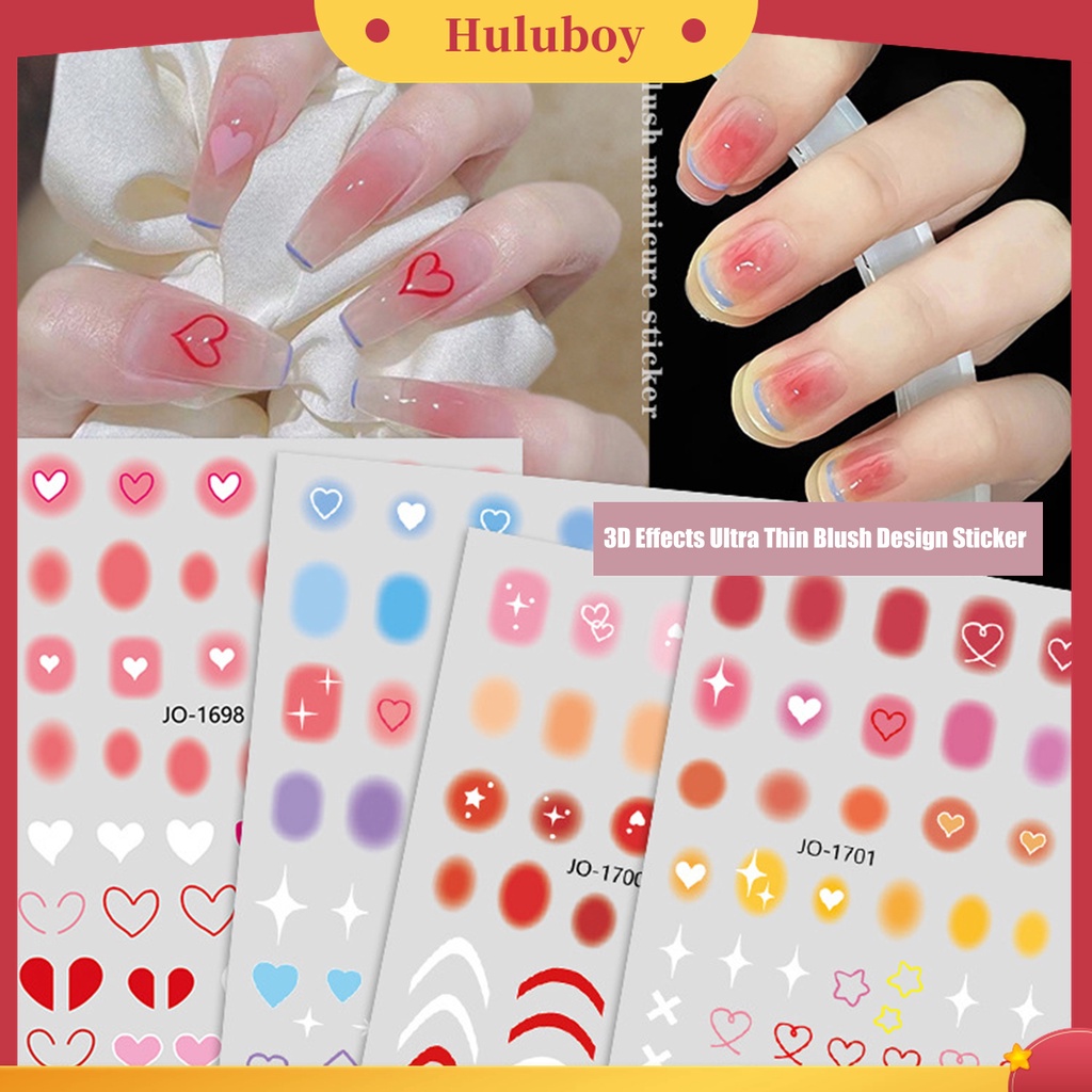 Huluboy Huluboy♡ Stiker Kuku 3D Desain Hati Warna Pink Untuk Anak Perempuan