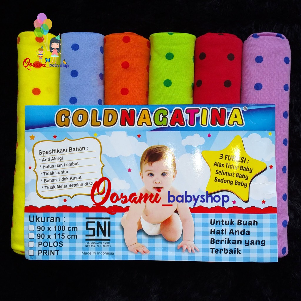 GOLD NAGATINA 1 Pak isi 6 pcs Bedongan Bayi Volkadot SNI