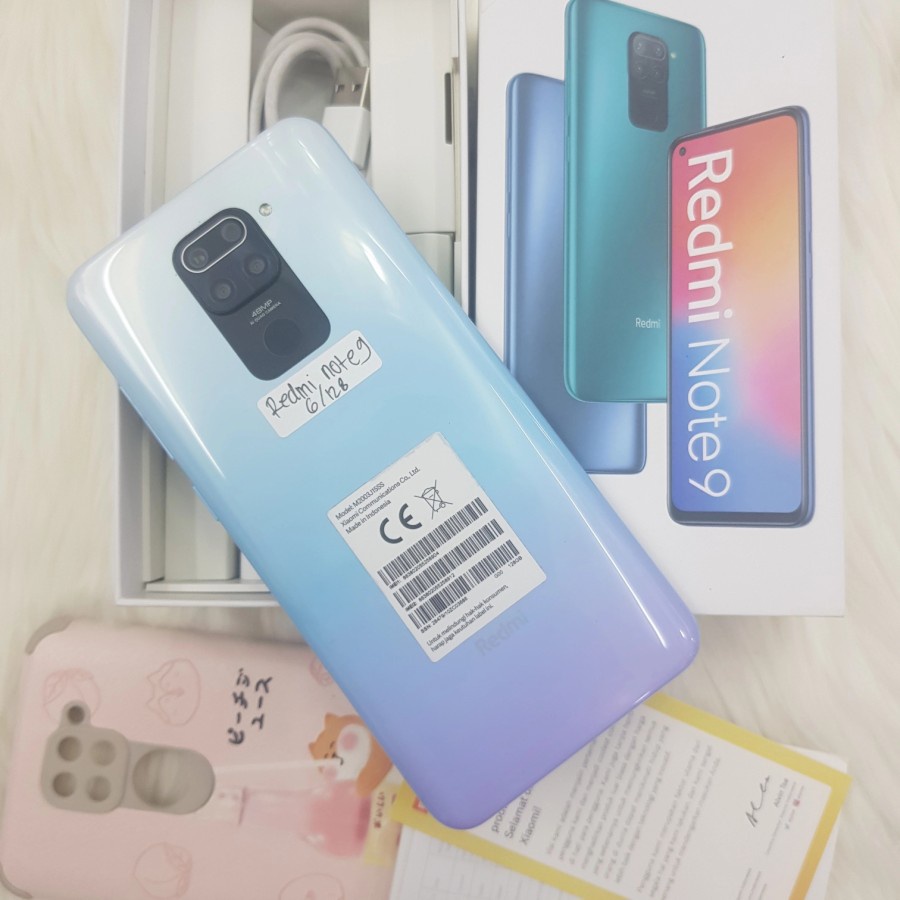 HP Second Xiaomi Redmi Note 9 Ram 6GB/128GB White Fullset Original Mulus