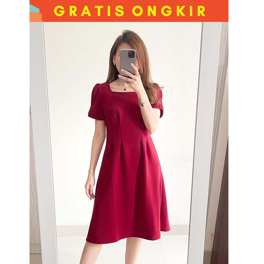 CATHERINE - ALICE DRESS/BAHAN SCUBA TEBAL/DRESS WANITA