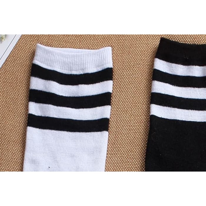 OKST kaos kaki atas lutut overknee socks panjang polos strip sock seragam