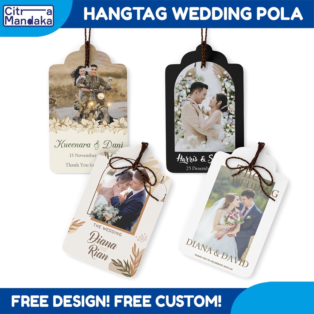 Jual Hang Tag Wedding Card Custom Pola 1 Sisi Kartu Ucapan Terima Kasih Label Kupon Souvenir