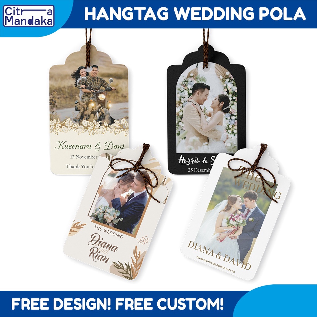 Hang Tag Wedding Card Custom Pola 1 Sisi Kartu Ucapan Terima Kasih Label Kupon Souvenir Pernikahan