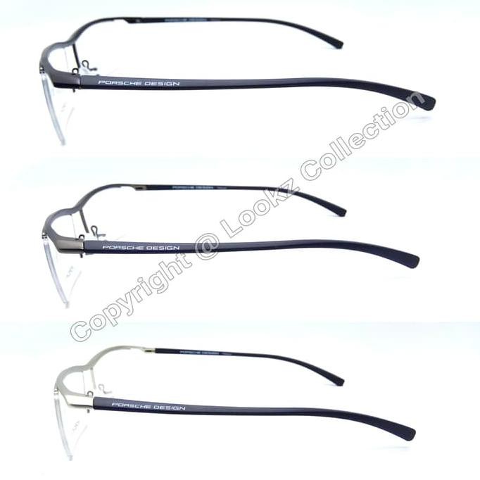 gsydhdfjso- kacamata frame porsche desaign sport half titanium kualitas premium - silver -kacamata-