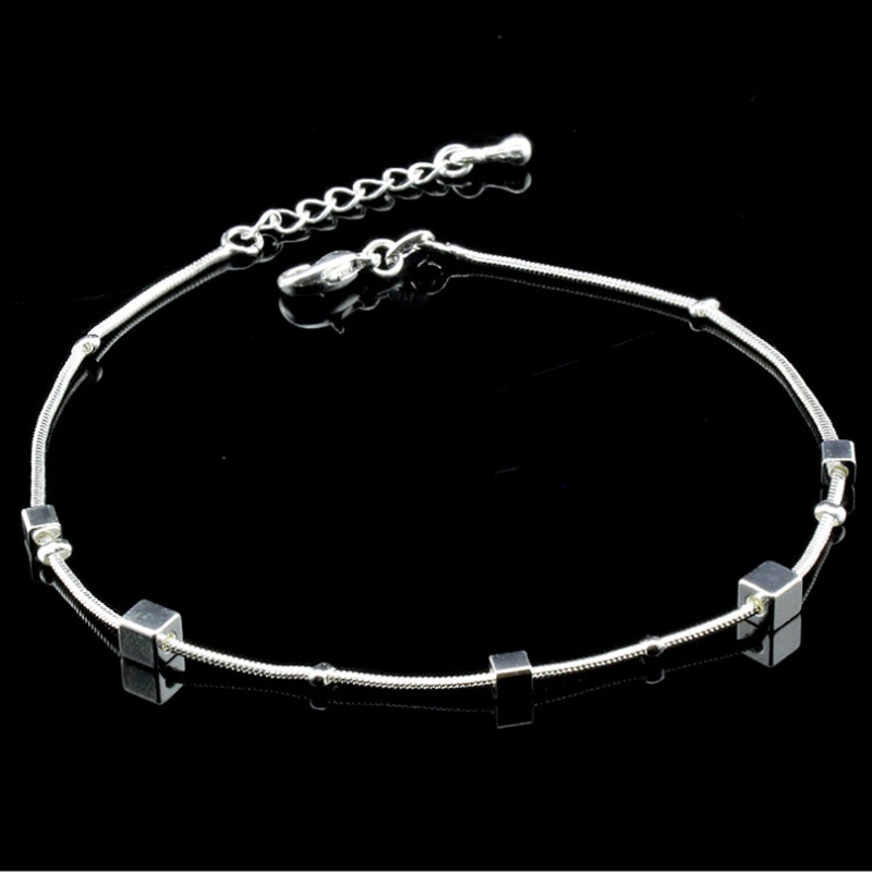 （✔✔❤Gelang Kaki Rantai Lapis Silver 925 Untuk Wanita