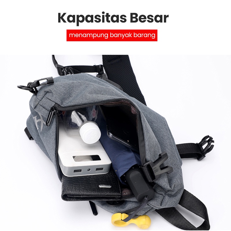Highland Tas Selempang Pria Casual Slingbag USB Charge Anti Air Tas Bahu Pria Santai Travel Handbag Shoulder Bag Import TS711