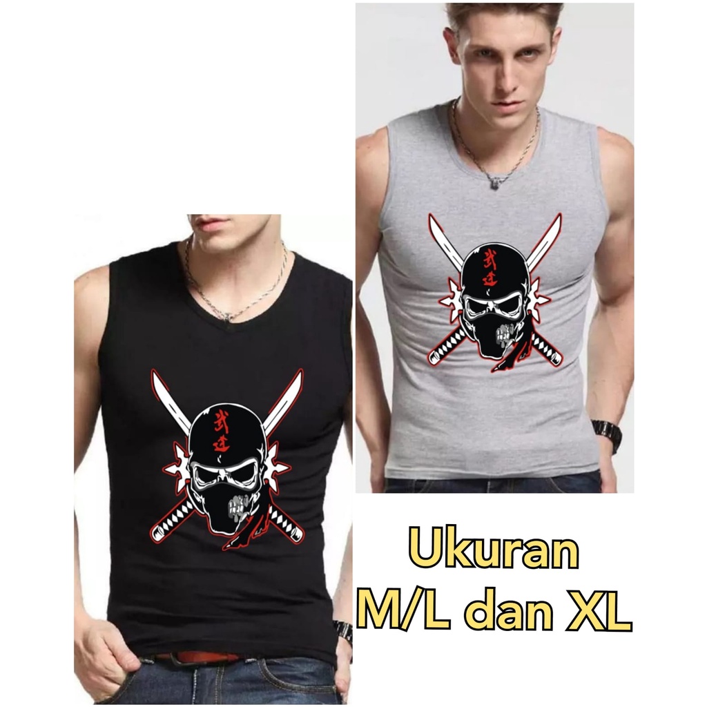 Bisa COD / DS - SINGLET PE MOTIF SAMURAI PEDANG / kaos cowok / kaos singlet / kaos dalem singlet cowok