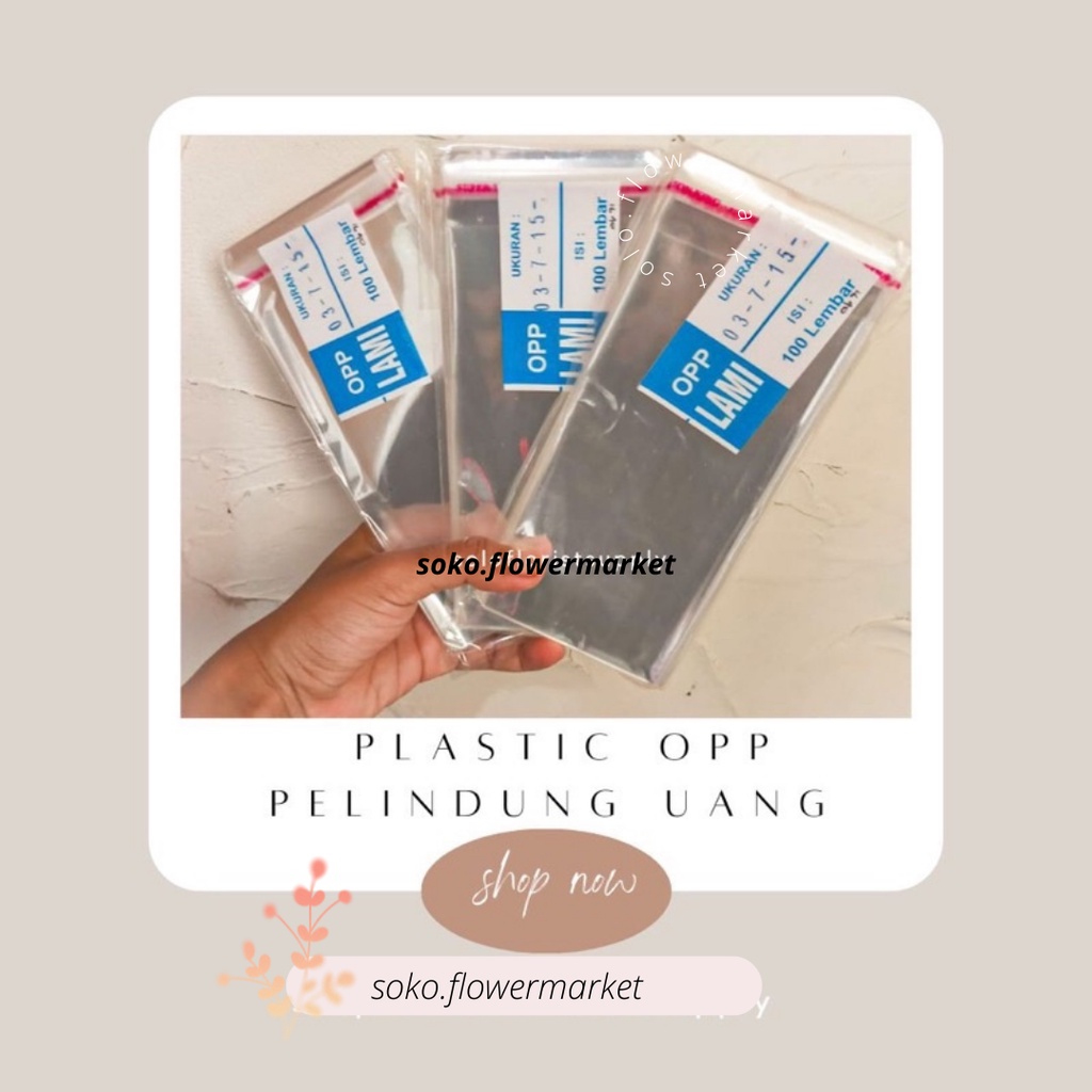 100pcs PLASTIK MONEY BOUQUET DENGAN SEAL PEREKAT PLASTIK OPP 7x15cm PLASTIK BUKET UANG PLASTIC PELIN