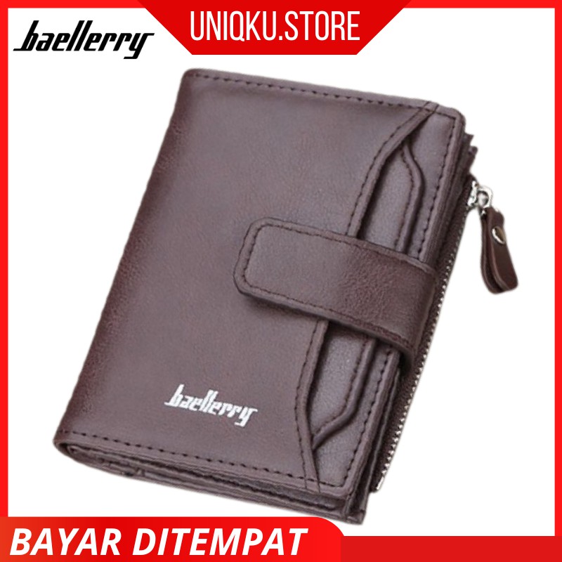 Dompet Pendek Kulit Pria Dompet Lipat Baellerry D3218 - Hitam KZIS8