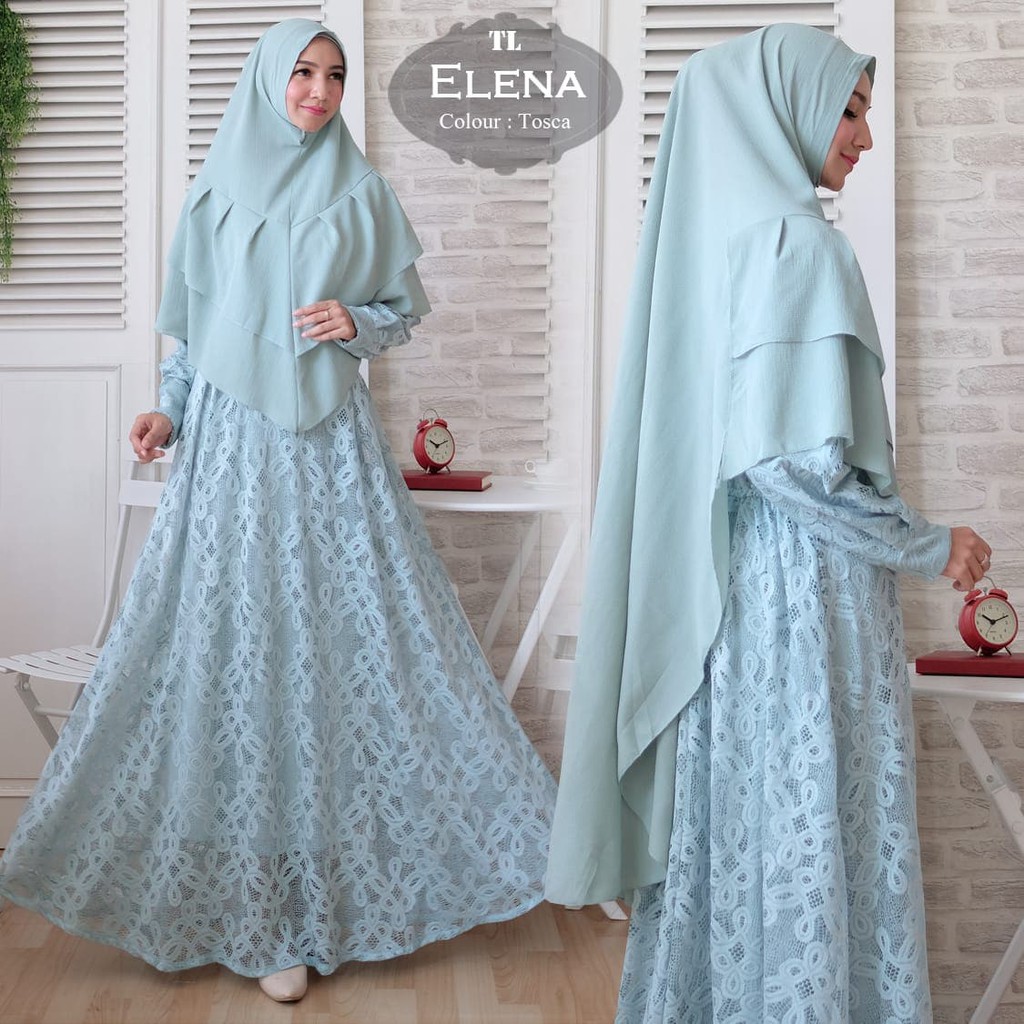 FASHION TERLARIS[Syari Brukat Elena Tosca TL] gamis muslim wanita brukat tosca